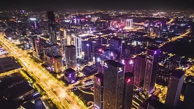 8K航拍南京城市全景河西金融中心夜景延时视频的预览图